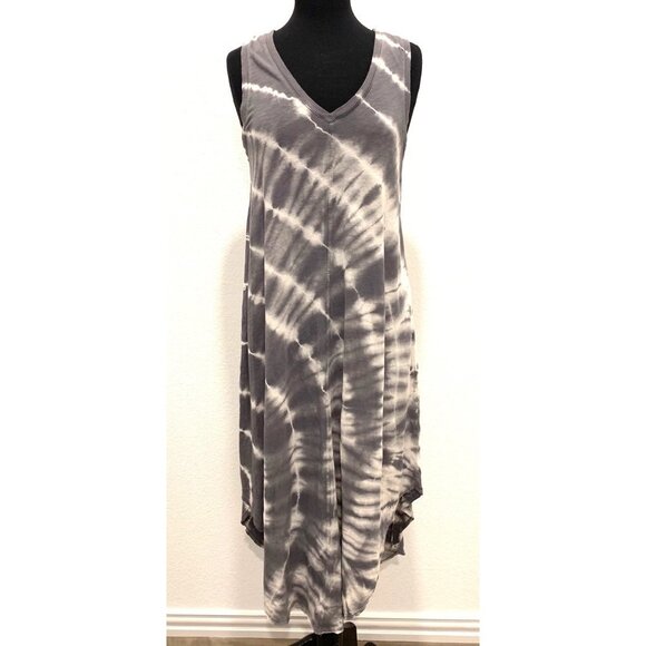 Z SUPPLY REVERIE SPIRAL Grey Charcoal Tie Dye Midi Dress S - Picture 3 of 13